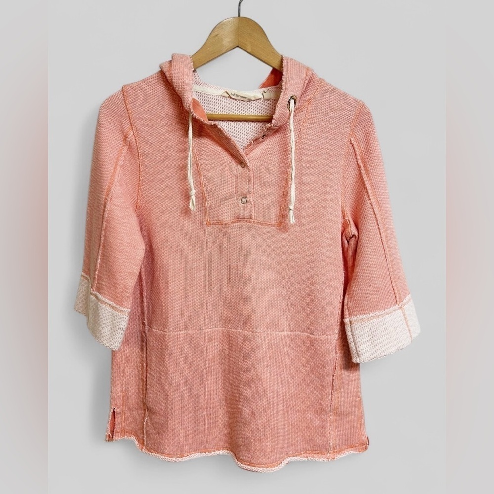 Soft Surroundings Just Beachy Pullover French Terry Hooded Top Small Petite SP